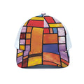 Colorful Stained Glass Mosaic Print White Mesh Trucker Hat