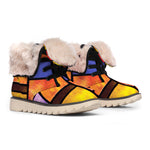 Colorful Stained Glass Mosaic Print Winter Boots