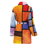 Colorful Stained Glass Mosaic Print Women's Bathrobe