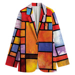 Colorful Stained Glass Mosaic Print Women's Blazer