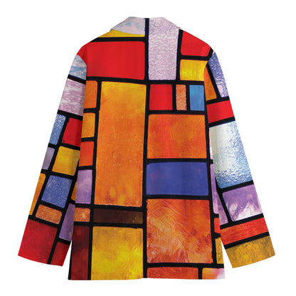 Colorful Stained Glass Mosaic Print Women's Blazer