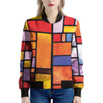 Colorful Stained Glass Mosaic Print Women's Bomber Jacket
