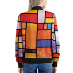 Colorful Stained Glass Mosaic Print Women's Bomber Jacket