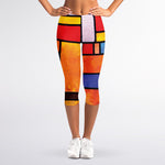 Colorful Stained Glass Mosaic Print Women's Capri Leggings