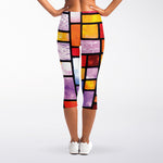 Colorful Stained Glass Mosaic Print Women's Capri Leggings