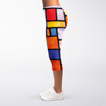 Colorful Stained Glass Mosaic Print Women's Capri Leggings
