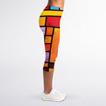 Colorful Stained Glass Mosaic Print Women's Capri Leggings