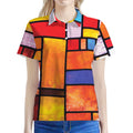 Colorful Stained Glass Mosaic Print Women's Polo Shirt