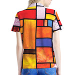 Colorful Stained Glass Mosaic Print Women's Polo Shirt