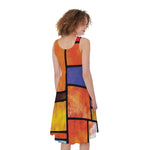 Colorful Stained Glass Mosaic Print Women's Sleeveless Dress