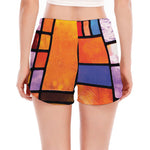 Colorful Stained Glass Mosaic Print Women's Split Running Shorts