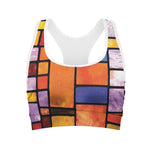 Colorful Stained Glass Mosaic Print Women's Sports Bra