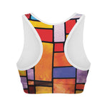 Colorful Stained Glass Mosaic Print Women's Sports Bra