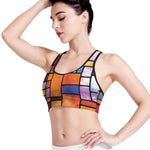 Colorful Stained Glass Mosaic Print Women's Sports Bra