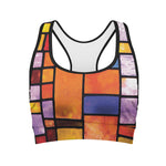 Colorful Stained Glass Mosaic Print Women's Sports Bra