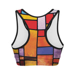 Colorful Stained Glass Mosaic Print Women's Sports Bra