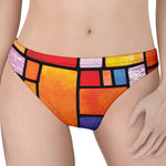 Colorful Stained Glass Mosaic Print Women's Thong