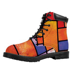 Colorful Stained Glass Mosaic Print Work Boots