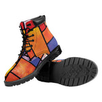 Colorful Stained Glass Mosaic Print Work Boots