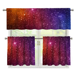 Colorful Stardust Galaxy Space Print 3 Piece Kitchen Curtains
