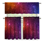 Colorful Stardust Galaxy Space Print 3 Piece Kitchen Curtains