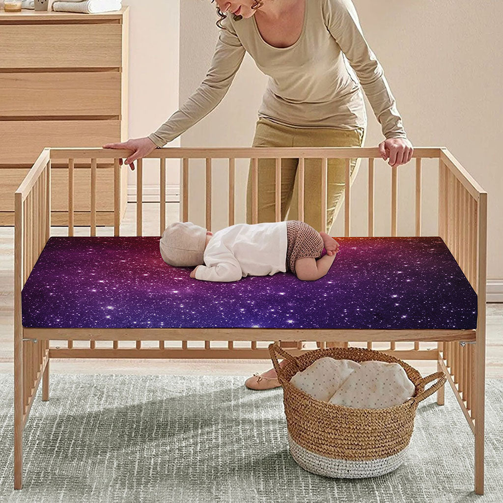 Colorful Stardust Galaxy Space Print Baby Crib Sheet