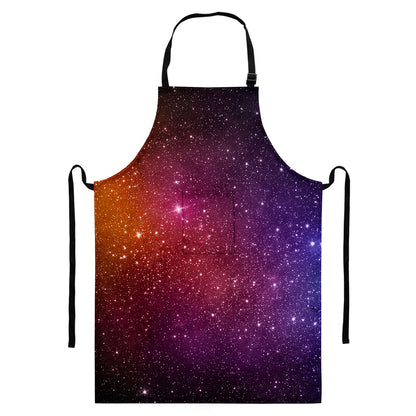 Colorful Stardust Galaxy Space Print Bib Apron With Pocket