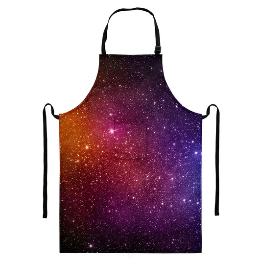 Colorful Stardust Galaxy Space Print Bib Apron With Pocket