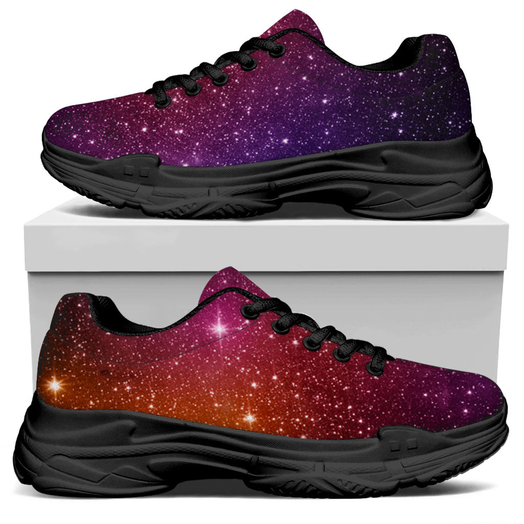 Colorful Stardust Galaxy Space Print Black Chunky Shoes