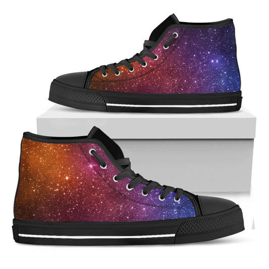 Colorful Stardust Galaxy Space Print Black High Top Sneakers