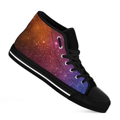 Colorful Stardust Galaxy Space Print Black High Top Sneakers