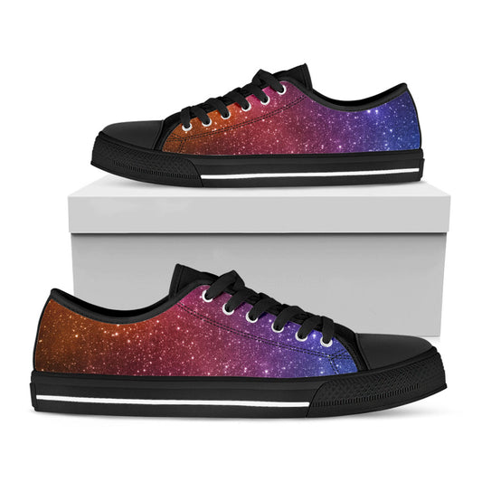 Colorful Stardust Galaxy Space Print Black Low Top Sneakers