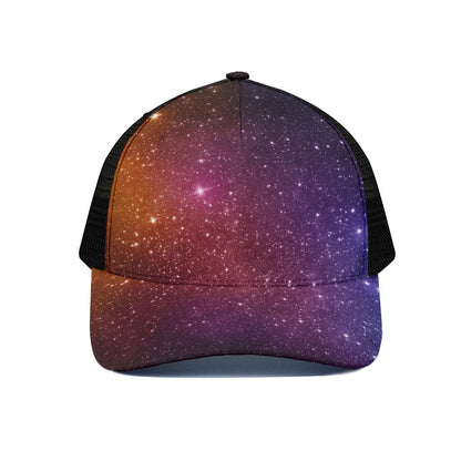 Colorful Stardust Galaxy Space Print Black Mesh Trucker Cap