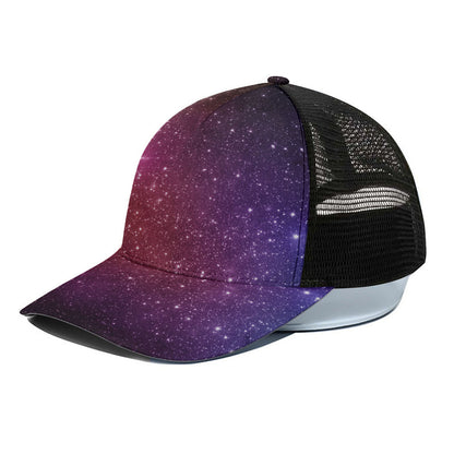 Colorful Stardust Galaxy Space Print Black Mesh Trucker Cap