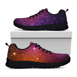 Colorful Stardust Galaxy Space Print Black Running Shoes