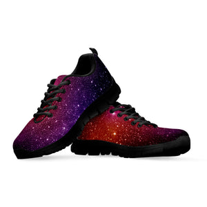 Colorful Stardust Galaxy Space Print Black Running Shoes