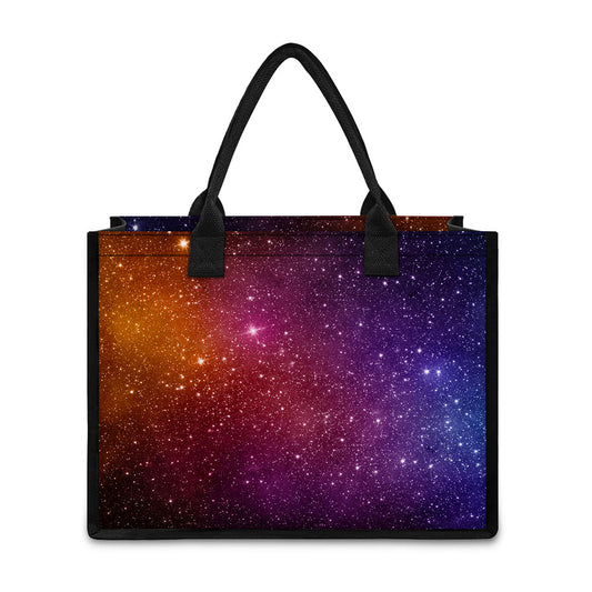 Colorful Stardust Galaxy Space Print Canvas Tote Bag