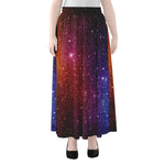 Colorful Stardust Galaxy Space Print Chiffon Maxi Skirt