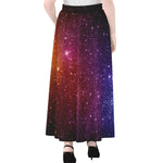 Colorful Stardust Galaxy Space Print Chiffon Maxi Skirt