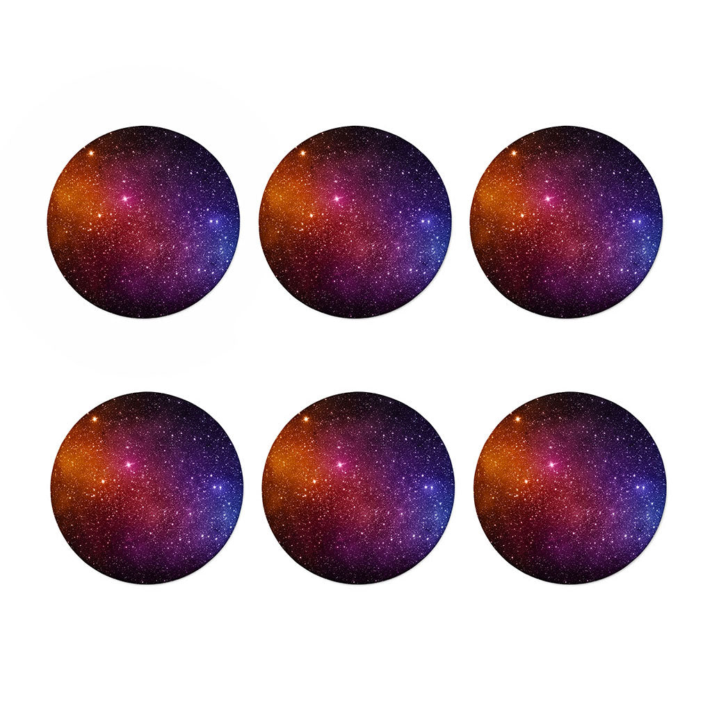 Colorful Stardust Galaxy Space Print Coaster Set