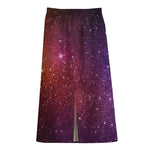 Colorful Stardust Galaxy Space Print Cotton Front Slit Maxi Skirt