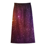 Colorful Stardust Galaxy Space Print Cotton Front Slit Maxi Skirt