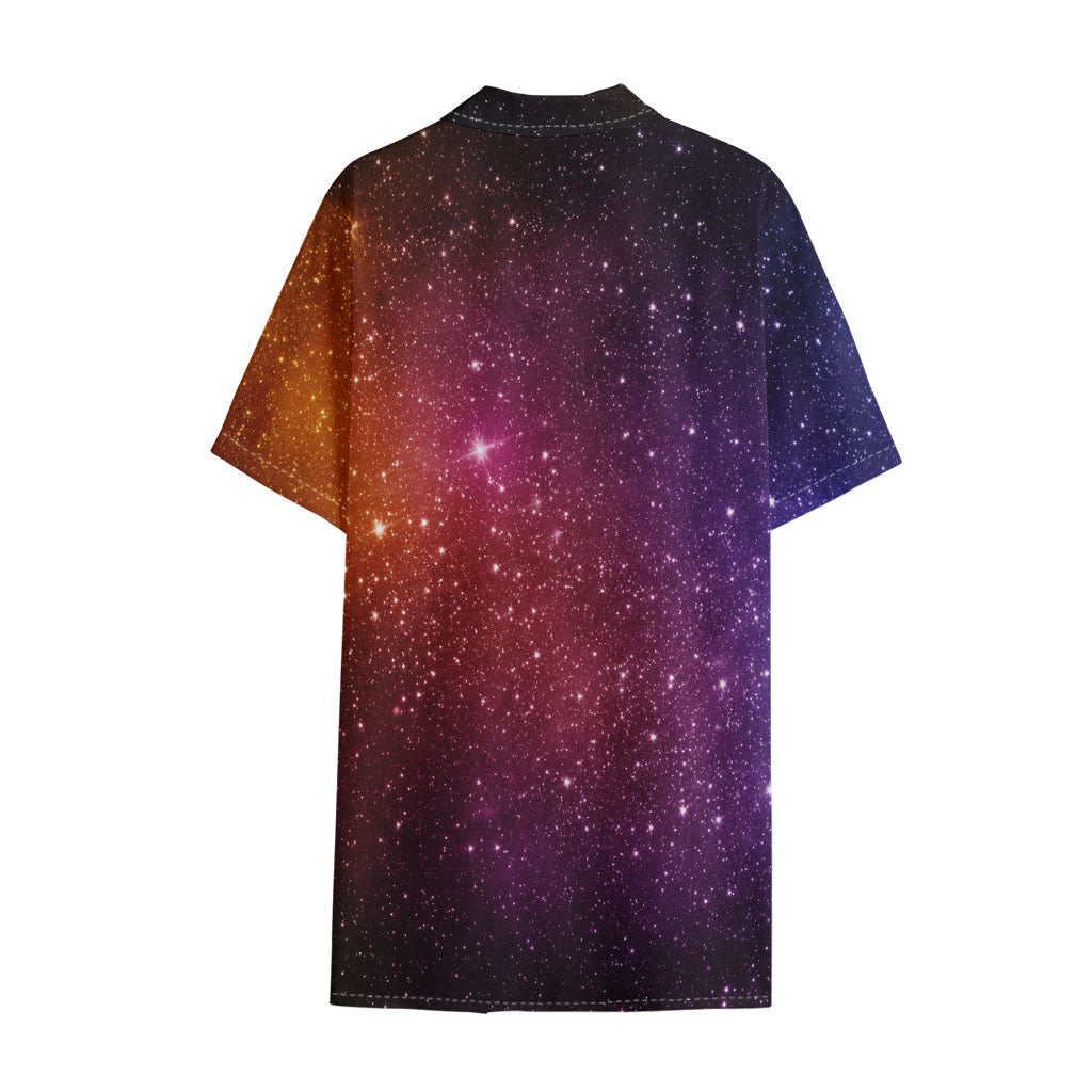 Colorful Stardust Galaxy Space Print Cotton Hawaiian Shirt