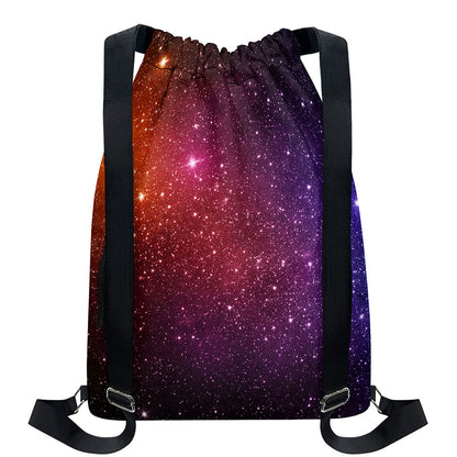 Colorful Stardust Galaxy Space Print Drawstring Backpack