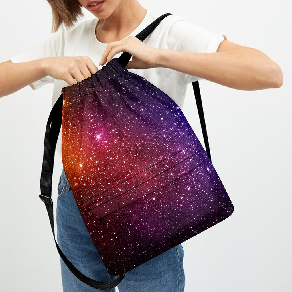 Colorful Stardust Galaxy Space Print Drawstring Backpack