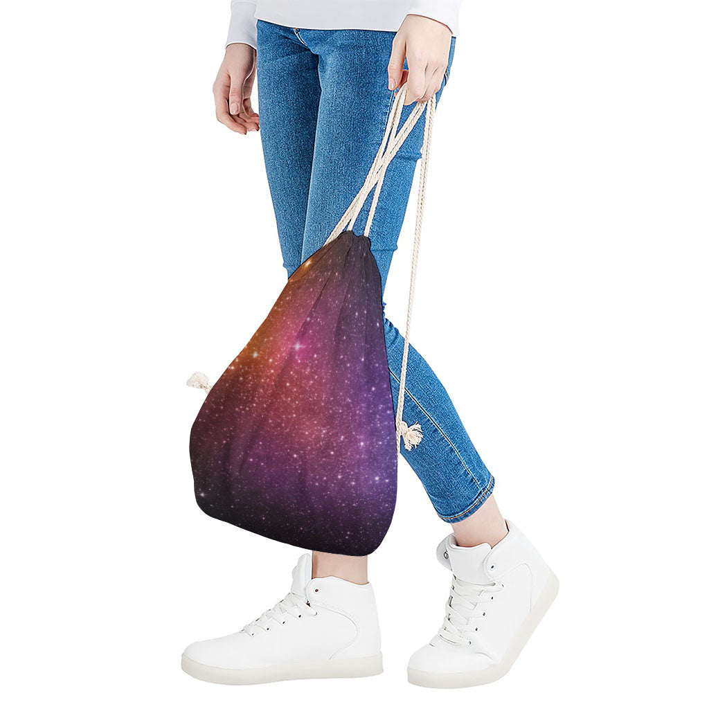 Colorful Stardust Galaxy Space Print Drawstring Bag