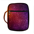 Colorful Stardust Galaxy Space Print Front Pocket Bible Bag