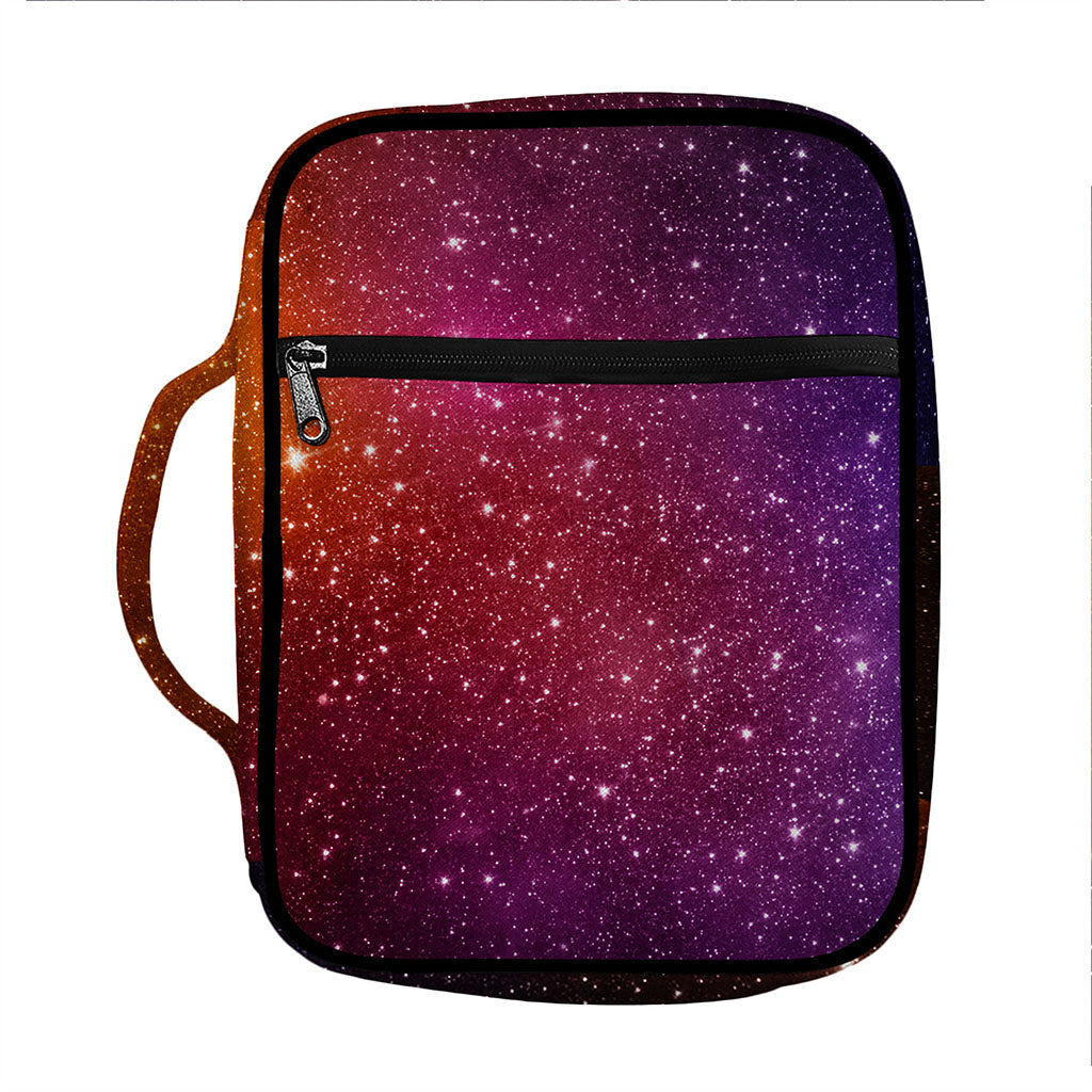 Colorful Stardust Galaxy Space Print Front Pocket Bible Bag
