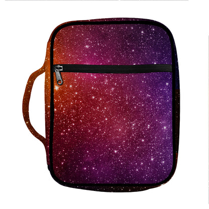 Colorful Stardust Galaxy Space Print Front Pocket Bible Bag