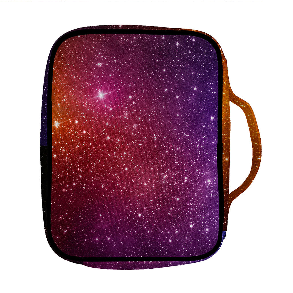 Colorful Stardust Galaxy Space Print Front Pocket Bible Bag